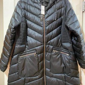 Lane Bryant black puffer Packable zip jacket with bag - women’s plus - 14/16